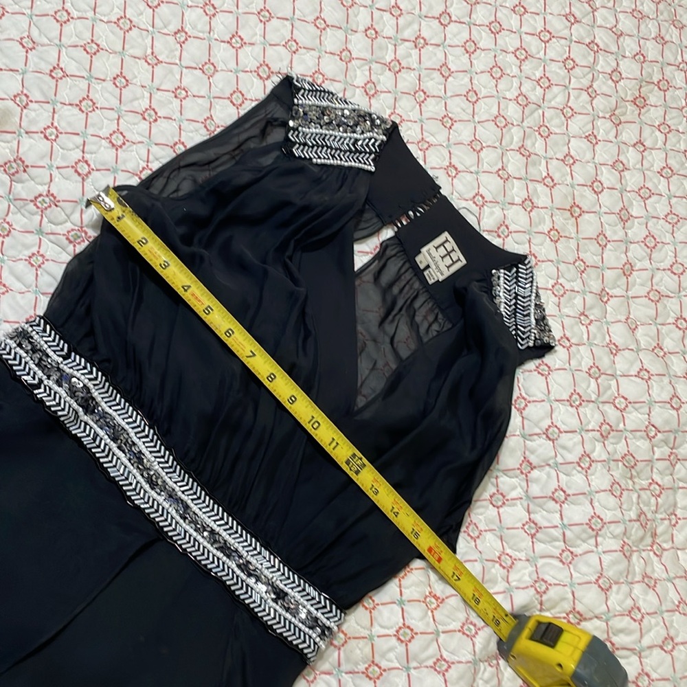 pure silk beaded wide leg jumpsuit - Picture 10 of 13